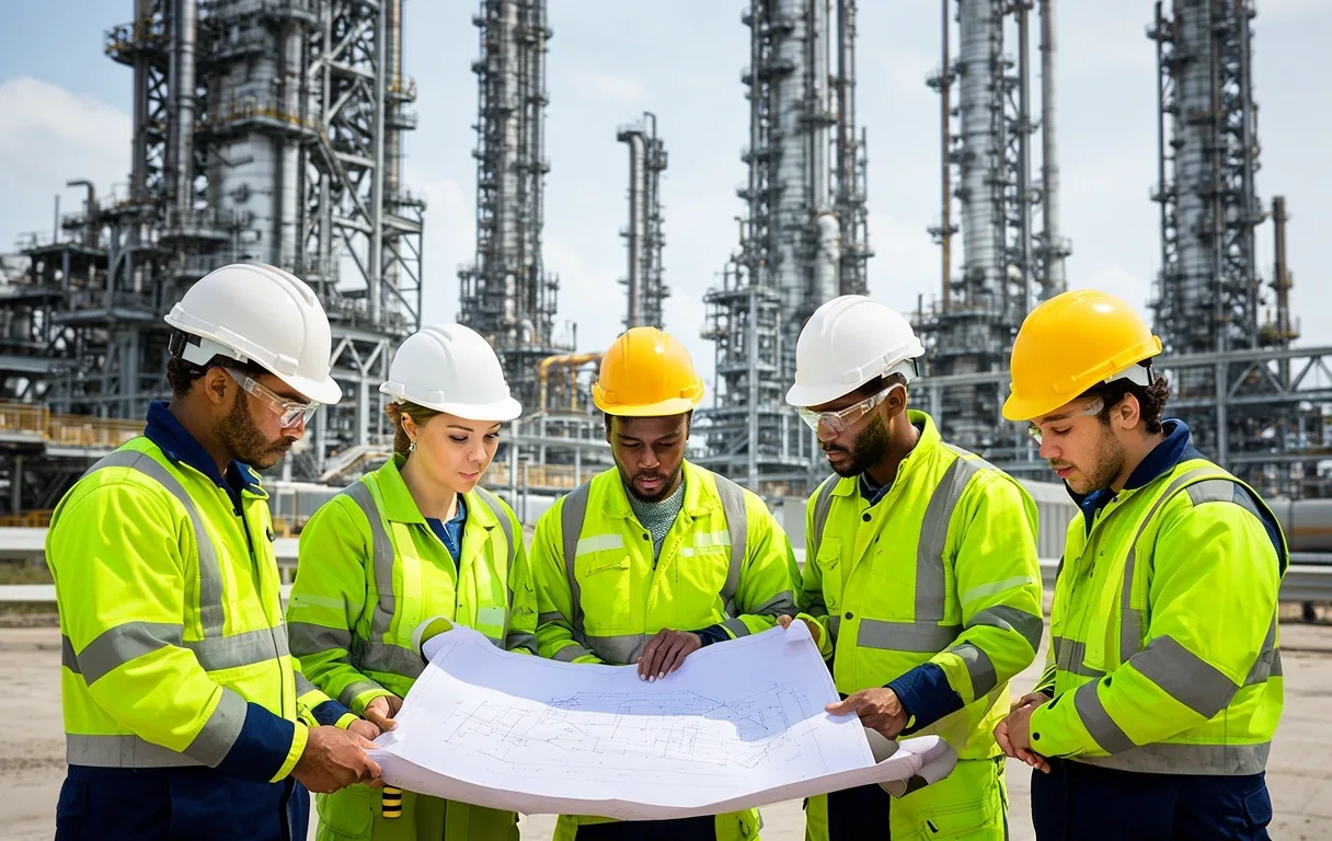 Ingenieros analizando proyectos de energía
